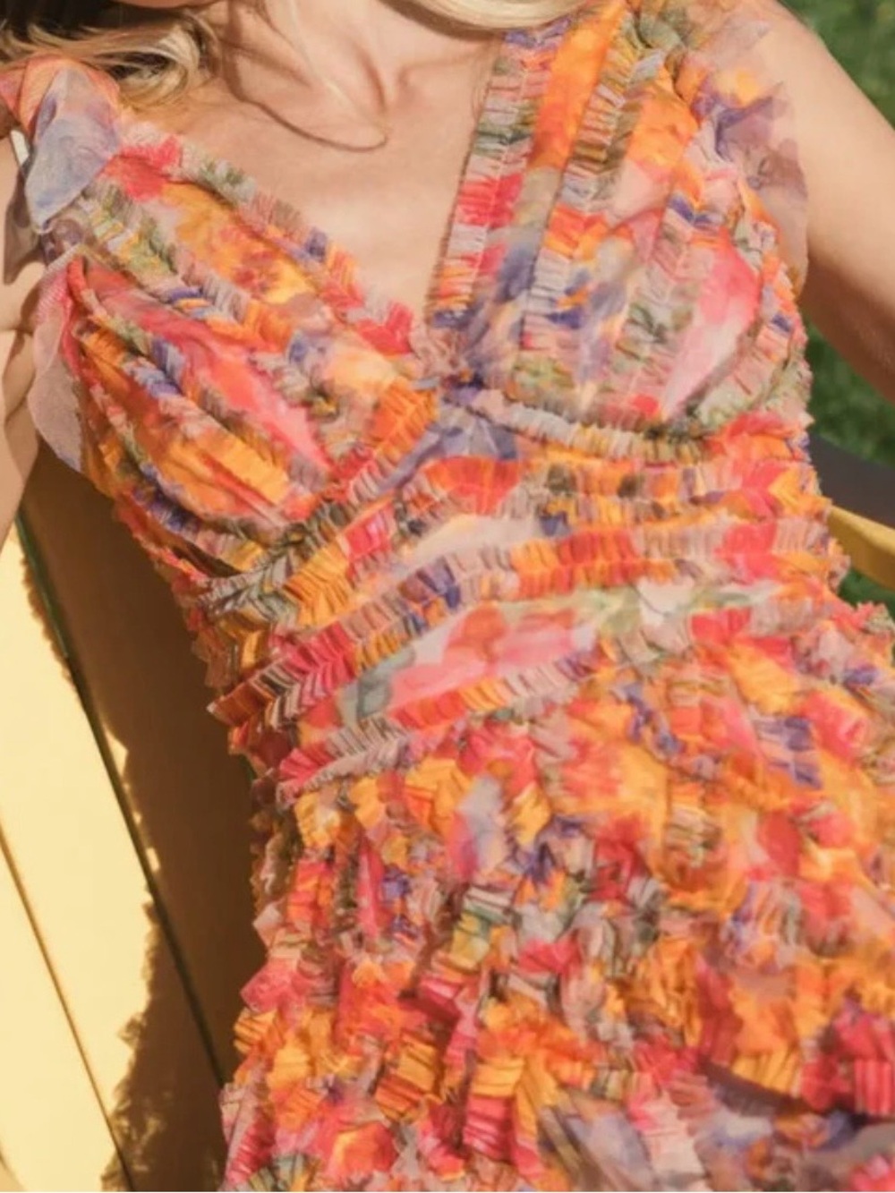 Mac Duggal Floral Tiered Maxi Dress Sz 16 - Picture 5 of 9